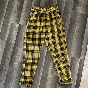 No Boundaries Yellow and Black Plaid Kids Pants